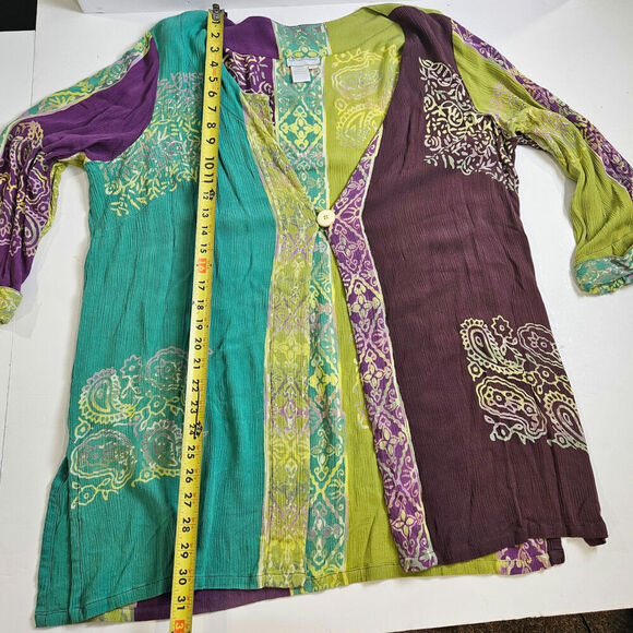Soft Surroundings Cardigan 3x Shacket Button Batik Beach Boho Artsy Tunic - Picture 4 of 8